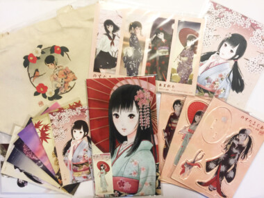 トートバッグ、しおり、マイクロファイバークロス、ポストカード、手拭い、アクリルフィギュア